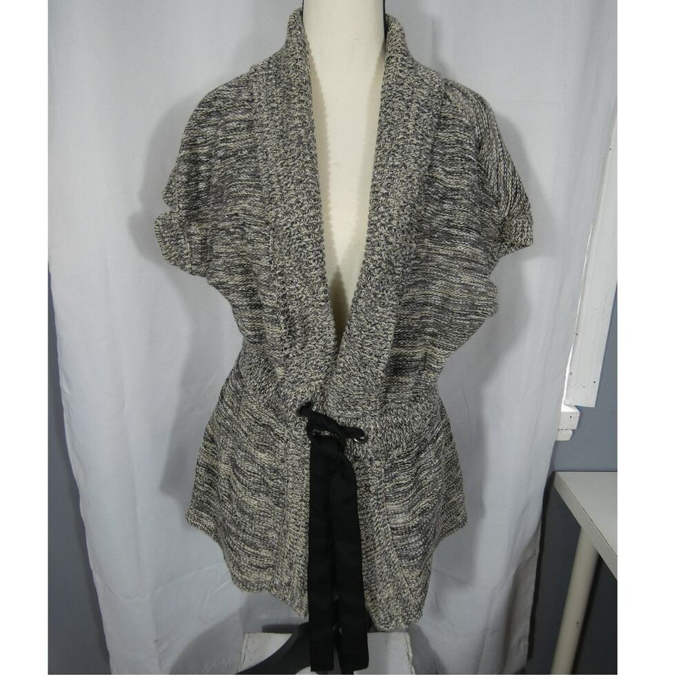 Classiques Entier omen's XL Knitted Cardigan Tunic Sweater Black Waist Belt